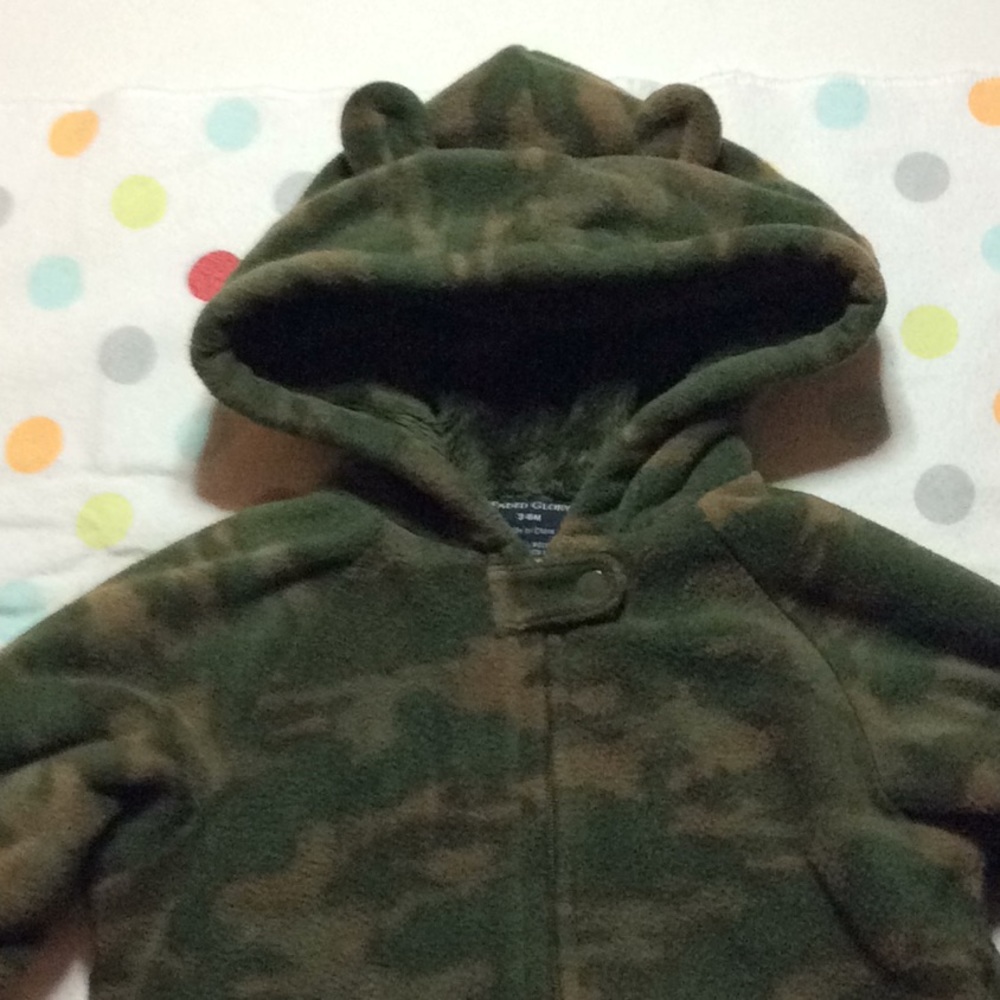 Baby Bunting 3 - 6 mo Lined Camouflage Green Zip Up Warm Soft Cozy